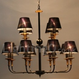 Lampadario in stile candela retrò rustico a 2 livelli con 12 luci
