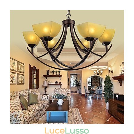 Lampadario 6 luci tradizionale classico vintage metallo