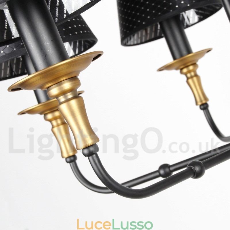 Lampadario in stile candela retrò rustico a 2 livelli con 12 luci