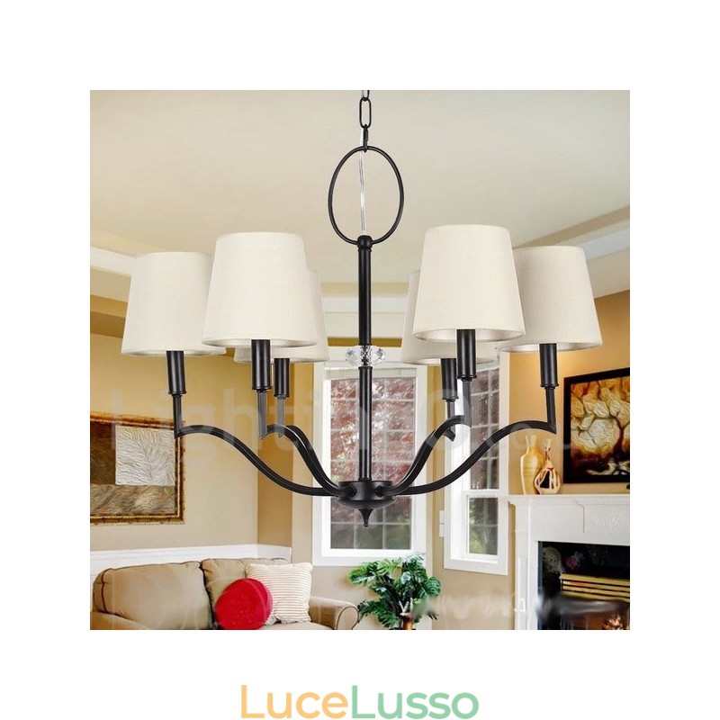 Lampadario a 6 luci in stile candela moderno e contemporaneo