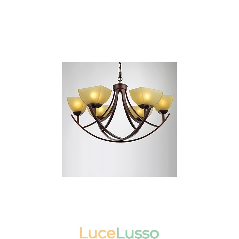 Lampadario 6 luci tradizionale classico vintage metallo