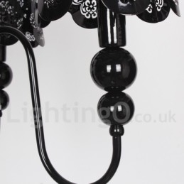 Lampadario a 5 luci moderno contemporaneo stile candela nero cavo