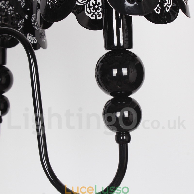 Lampadario a 5 luci moderno contemporaneo stile candela nero cavo
