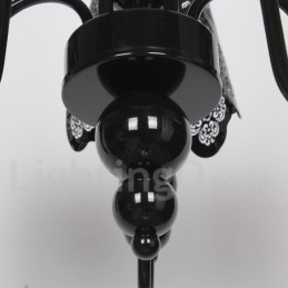 Lampadario a 5 luci moderno contemporaneo stile candela nero cavo