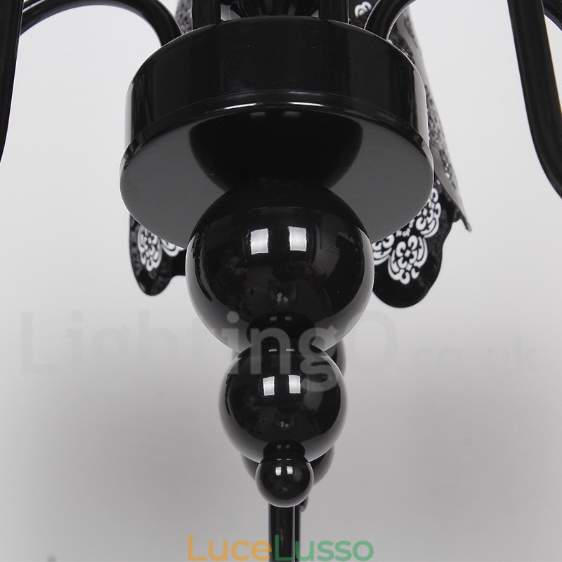 Lampadario a 5 luci moderno contemporaneo stile candela nero cavo