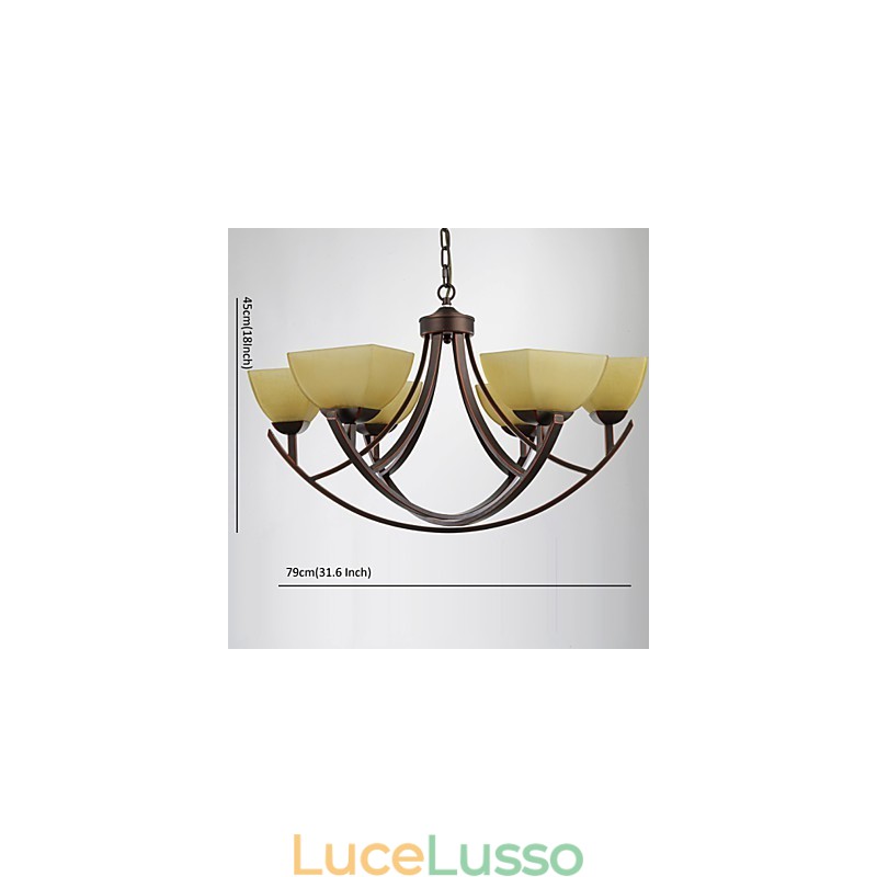 Lampadario 6 luci tradizionale classico vintage metallo