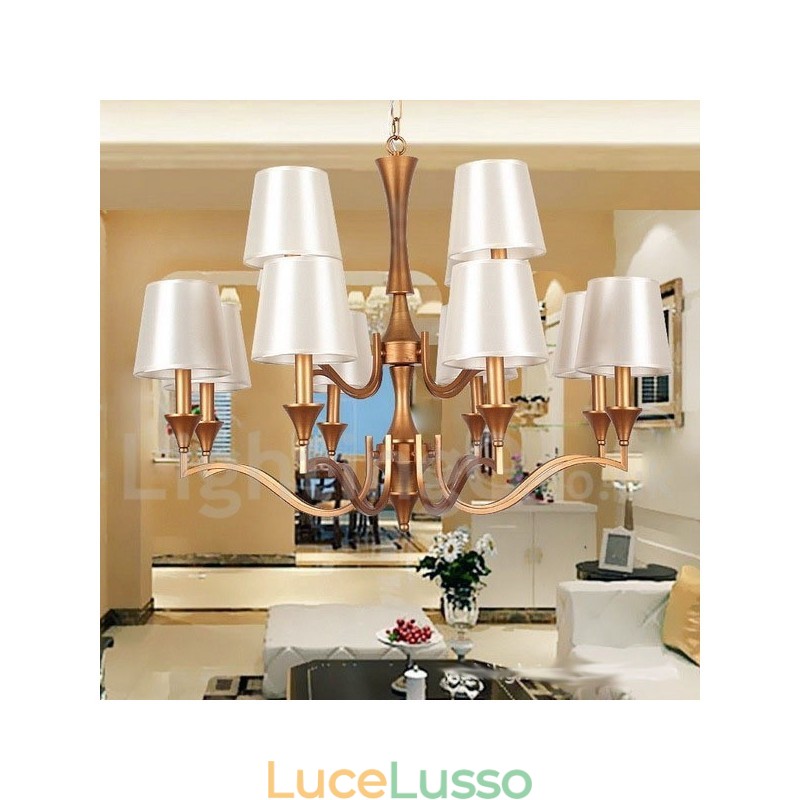 Lampadario a 12 luci in stile mediterraneo a forma di candela