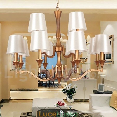Lampadario a 12 luci in stile mediterraneo a forma di candela