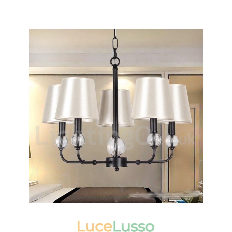 Lampadario in stile candela contemporaneo nero retrò rustico a 5 luci