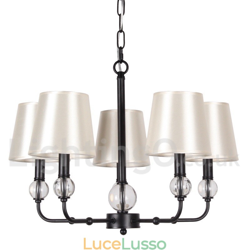 Lampadario in stile candela contemporaneo nero retrò rustico a 5 luci