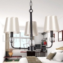 Lampadario a 3 luci in stile candela retrò nero contemporaneo
