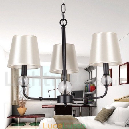Lampadario a 3 luci in stile candela retrò nero contemporaneo Lampadario a 3 luci in stile candela retrò nero contemporaneo
