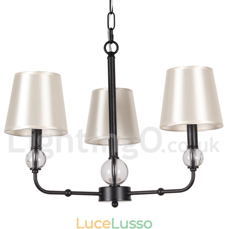 Lampadario a 3 luci in stile candela retrò nero contemporaneo
