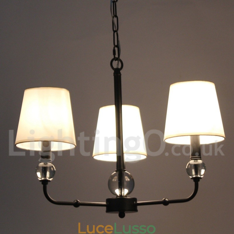 Lampadario a 3 luci in stile candela retrò nero contemporaneo
