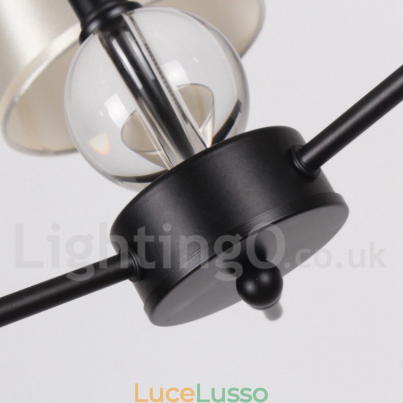 Lampadario a 3 luci in stile candela retrò nero contemporaneo