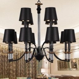 Lampadario in stile retrò nero a 12 luci