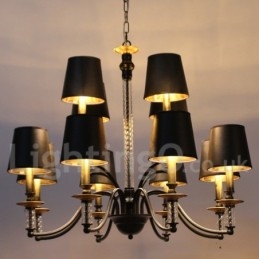 Lampadario in stile retrò nero a 12 luci