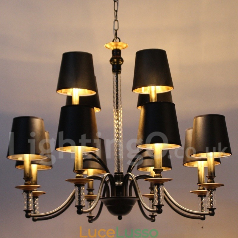 Lampadario in stile retrò nero a 12 luci