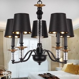 Lampadario a 5 luci in stile retrò nero a forma di candela