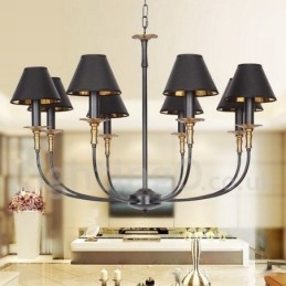 Lampadario a 8 luci in stile candela retrò nero contemporaneo