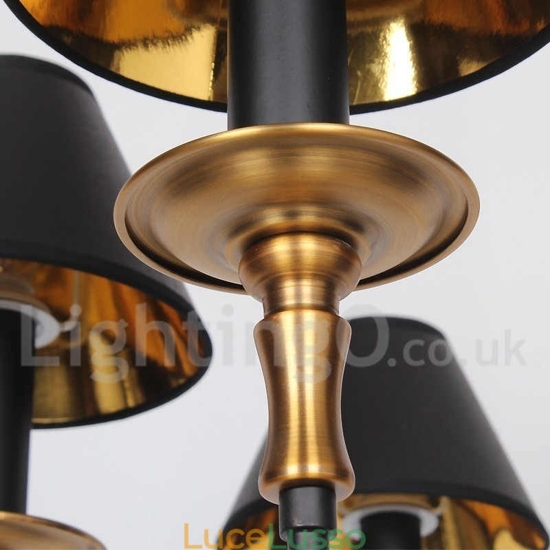 Lampadario a 8 luci in stile candela retrò nero contemporaneo