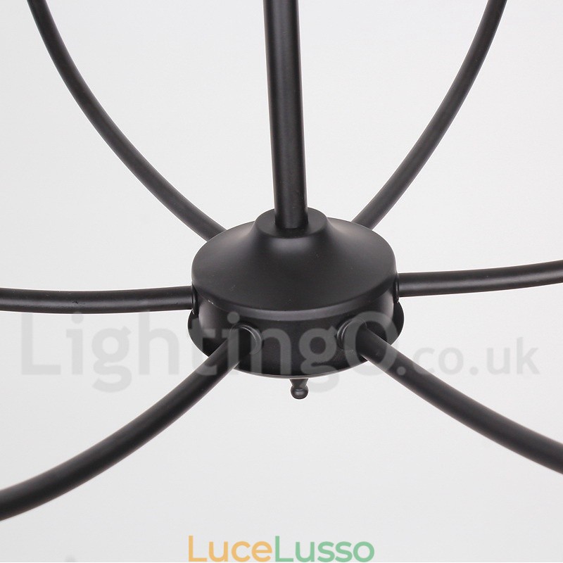 Lampadario a 8 luci in stile candela retrò nero contemporaneo