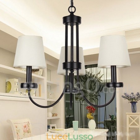 Lampadario a 3 luci in stile candela nero contemporaneo retrò Lampadario a 3 luci in stile candela nero contemporaneo retrò