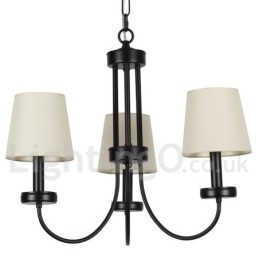 Lampadario a 3 luci in stile candela nero contemporaneo retrò