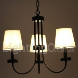 Lampadario a 3 luci in stile candela nero contemporaneo retrò