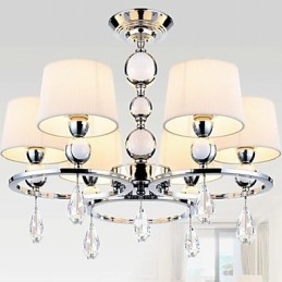 Lampadario moderno contemporaneo in metallo cromato e cristallo