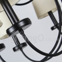 Lampadario a 3 luci in stile candela nero contemporaneo retrò