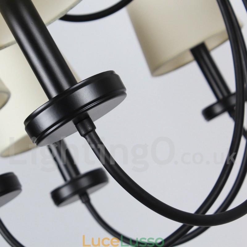 Lampadario a 3 luci in stile candela nero contemporaneo retrò