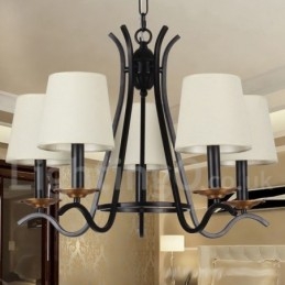 Lampadario a 5 luci in stile candela retrò contemporaneo nero