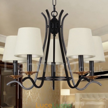 Lampadario a 5 luci in stile candela retrò contemporaneo nero Lampadario a 5 luci in stile candela retrò contemporaneo nero