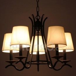 Lampadario a 5 luci in stile candela retrò contemporaneo nero