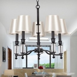 Lampadario grande a 5 luci nero a 2 livelli, stile retrò contemporaneo, a forma di candela