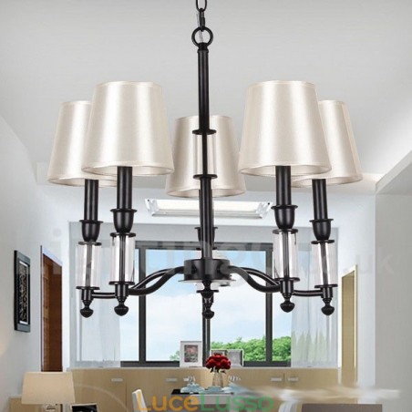 Lampadario grande a 5 luci nero a 2 livelli, stile retrò contemporaneo, a forma di candela Lampadario grande a 5 luci nero a 2 livelli, stile retrò contemporaneo, a forma di candela