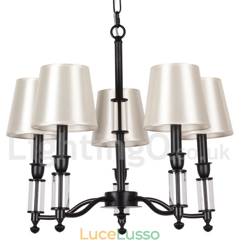 Lampadario grande a 5 luci nero a 2 livelli, stile retrò contemporaneo, a forma di candela