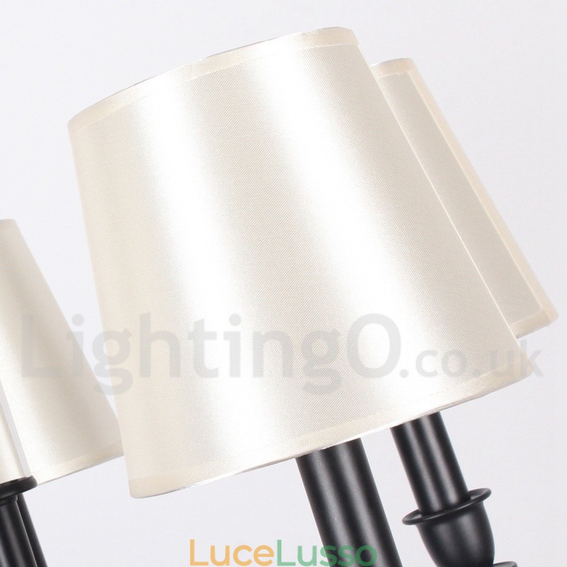 Lampadario grande a 5 luci nero a 2 livelli, stile retrò contemporaneo, a forma di candela