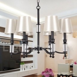 Lampadario a 6 luci in stile candela retrò contemporaneo nero