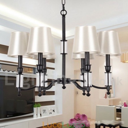 Lampadario a 6 luci in stile candela retrò contemporaneo nero Lampadario a 6 luci in stile candela retrò contemporaneo nero