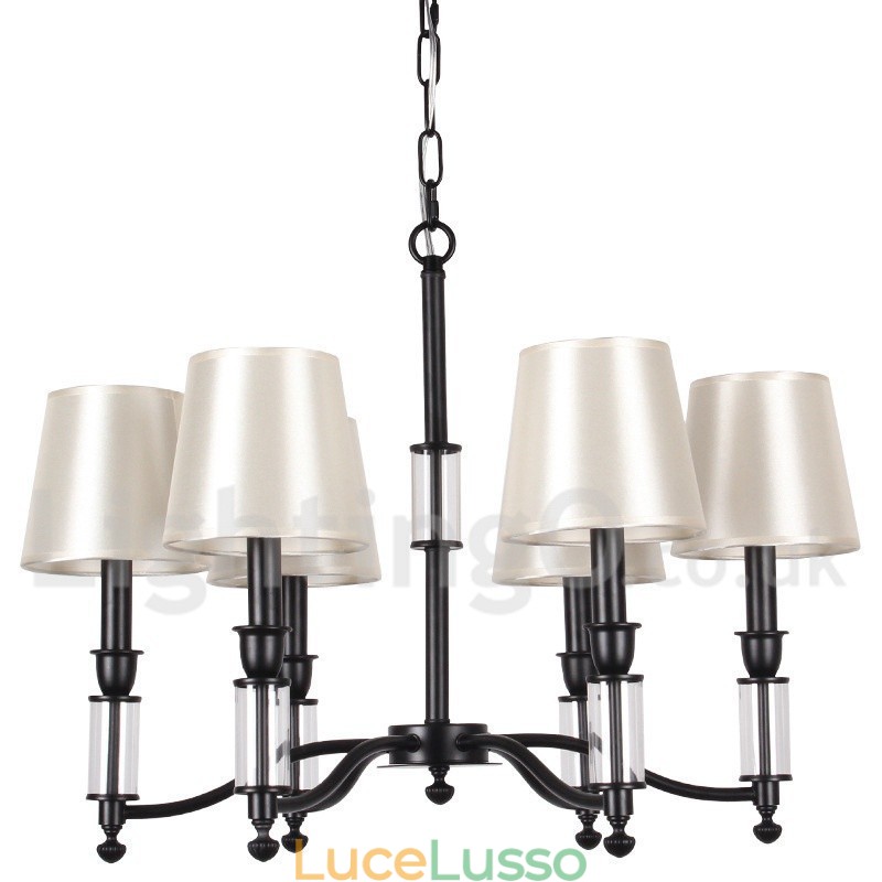 Lampadario a 6 luci in stile candela retrò contemporaneo nero