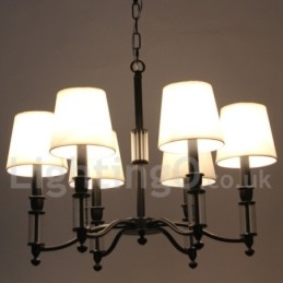 Lampadario a 6 luci in stile candela retrò contemporaneo nero