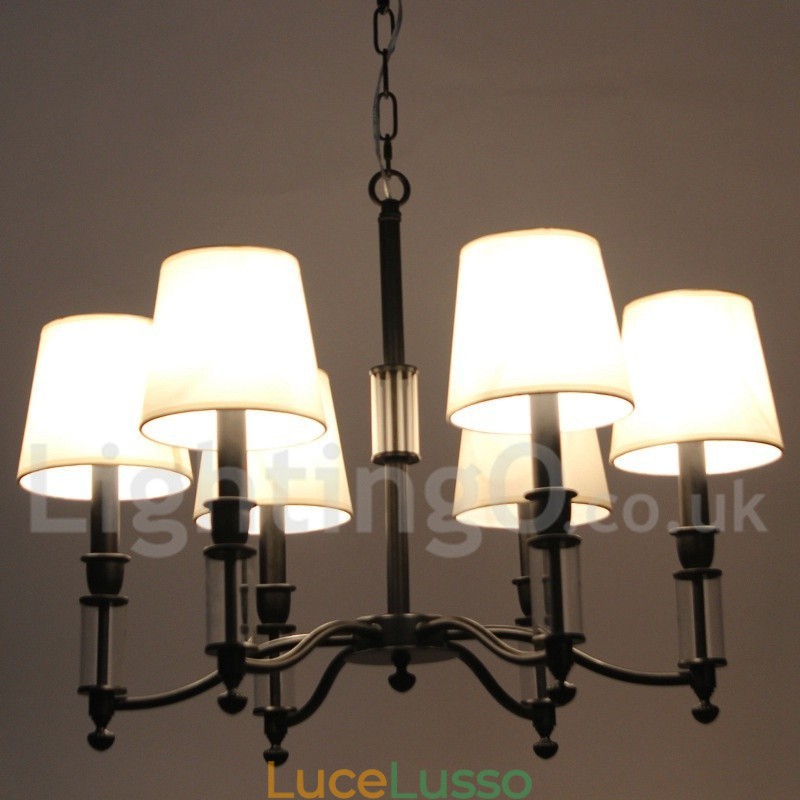 Lampadario a 6 luci in stile candela retrò contemporaneo nero