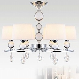 Lampadario moderno contemporaneo in metallo cromato e cristallo