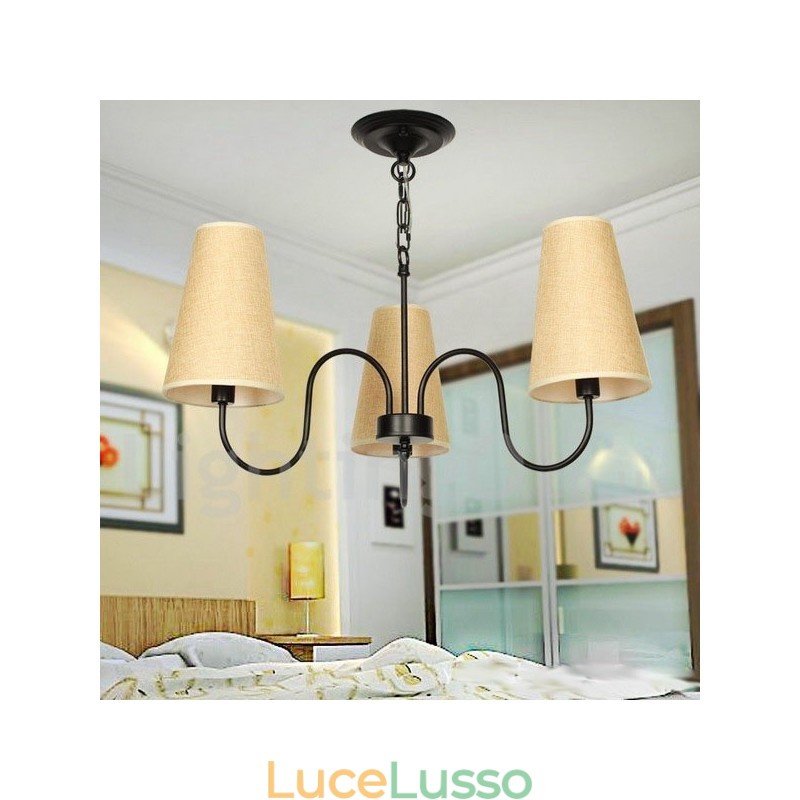 Lampadario a candela in stile mediterraneo retrò a 3 luci