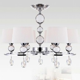 Lampadario moderno contemporaneo in metallo cromato e cristallo