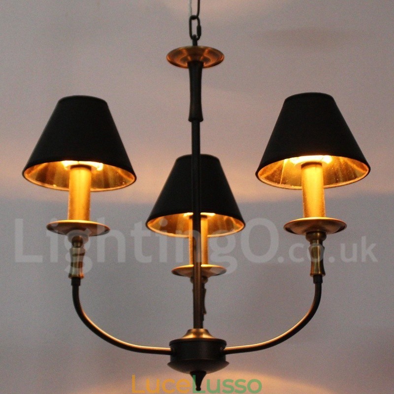 Lampadario a 3 luci in stile retrò contemporaneo a candela