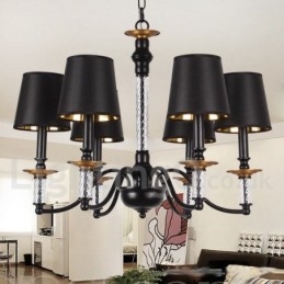 Lampadario a 6 luci in stile retrò nero a forma di candela