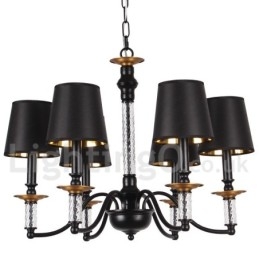 Lampadario a 6 luci in stile retrò nero a forma di candela